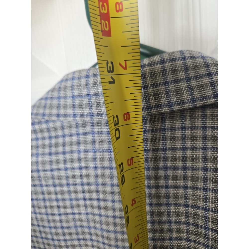 Lauren Ralph Lauren Blazer Jacket Mens 46R Blue Gray Plaid Single Breasted 46 R - Picture 9 of 12